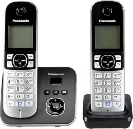 Ασύρματο τηλέφωνο Panasonic KX-TG6822 Ασύρματο Τηλέφωνο Σετ Duo με Ανοιχτή Ακρόαση Μαύρο