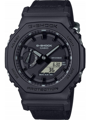 Casio G-Shock Ανδρικό Ρολόι Χρονογράφος με Μαύρο Υφασμάτινο Λουράκι GA-2100BCE-1AER