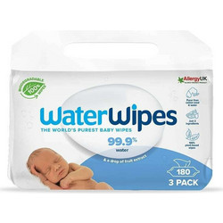 WaterWipes Μωρομάντηλα με Νερό Χωρίς Οινόπνευμα Άρωμα & Parabens 3x60τμχ