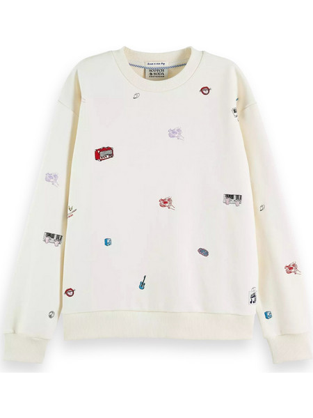SCOTCH & SODA RELAXED FIT EMBROIDERED CREWNECK...