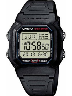 Casio Standard Ψηφιακό Ανδρικό Ρολόι Χρονογράφος με Μαύρο Καουτσούκ Λουράκι W-800H-1AVE