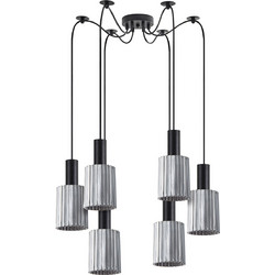 Home Lighting Κρεμαστό Φωτιστικό Οροφής Πολύφωτο Μαύρο SE21-BL-4-BL6-GL1 77-8484