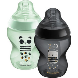 Tommee Tippee Closer To Nature Σετ Πλαστικά Μπιμπερό με Θηλή Σιλικόνης κατά των Κολικών 0m+ Panda & Owl 2x260ml