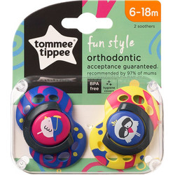 Tommee Tippee Fun Style Ορθοδοντικές Πιπίλες Σιλικόνης 6-18m Πουλάκια Μπλε 2τμχ
