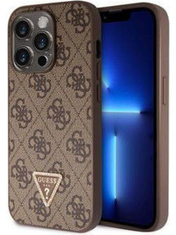 Guess Strass Triangle Metal Logo Back Cover Πλαστικό Καφέ (iPhone 15 Pro Max)