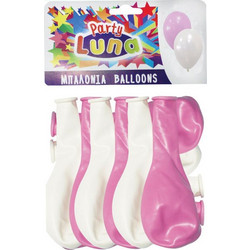 Μπαλόνια Luna 24τμχ 24cm ροζ και λευκά 000088931