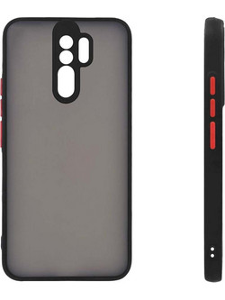 Sonique Color Button Bumper Back Cover Black (Xiaomi Redmi 9)