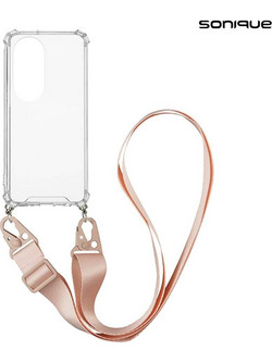 Sonique Armor Clear Back Cover με Strap Pink (Huawei P50 Pro)
