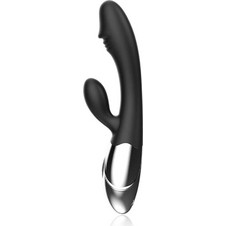 Black & Silver Kaleb Δονητής Rabbit 20cm Μαύρος