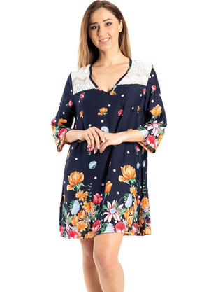 Rachel Mini Καθημερινό Φόρεμα Floral Navy Μπλε 12360