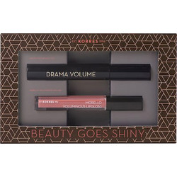 Korres Beauty Goes Shiny Σετ Μακιγιάζ για Μάτια + Χείλη 2τμχ Drama Volume 01 Black + Blushed Pink
