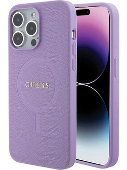 Guess Saffiano MagSafe Θήκη Purple (iPhone 15 Pro)
