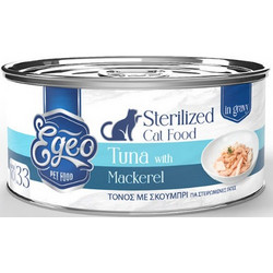 Egeo Pet Food Sterilised Adult with Tuna & Mackerel in Gravy 70gr