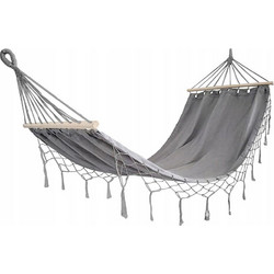 Kρεμαστή Αιώρα κήπου XL βαμβακερή boho style, αντοχής 200 kg σε γκρι χρώμα, 200x100 cm - Aria Trade
