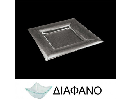 Lukanda Πιάτα Γλυκού Γυάλινα Τετράγωνα LK1822-TR-26X26 26x26cm 12τμχ