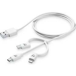 Cellular Line Power Cable 3 in 1 USB to micro USB, USB-C, Lightning 1m black