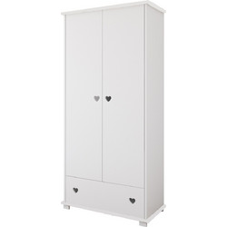 Δίθυρη ντουλάπα με συρτάρι Serca 83x46x183 cm Λευκό