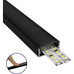 GloboStar(R) SURFACE-PROFILE 70810-2M Προφίλ Αλουμινίου - Βάση & Ψύκτρα Ταινίας LED με Μαύρο Φιμέ Κάλυμμα - Επιφανειακή Χρήση - Πατητό Κάλυμμα - Μαύρο - 2 Μέτρα - Πακέτο 5 Τεμαχίων - Μ200 x Π2.4 x Υ1.
