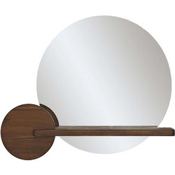 Καθρέπτης Τοίχου Με Ραφάκι Points 552NOS2441 83x70cm Walnut-Clear Aberto Design Ξύλο