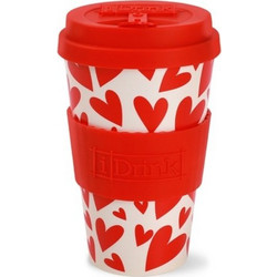 iDrink Ποτήρι Καφέ Bamboo με Καπάκι Hearts 435ml ID5022