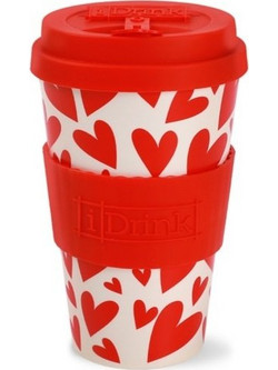 iDrink Ποτήρι Καφέ Bamboo με Καπάκι Hearts 435ml ID5022