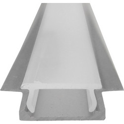 GLOBOSTAR(R) ALP-LINEAR RECCA 70807-1M Χωνευτό Προφίλ Αλουμινίου με Λευκό Γαλακτερό Πατητό Κάλυμμα για Ταινίες LED IP20 - Ασημί + Λευκό - Μ102 x Π2.2 x Υ0.8cm 70807-1M