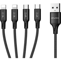 Awei Καλώδιο Φόρτισης & Data 4in1 Fast Charge 1.5m CL-129