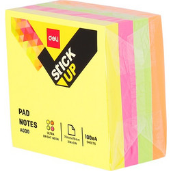 DELI ΚΥΒΟΣ ΑΥΤΟΚΟΛΛΗΤΟΣ 76x76mm 4x100 ΦΥΛΛΑ STICK UP ΝΕΟΝ ΑΣΣΟΡΤΙ