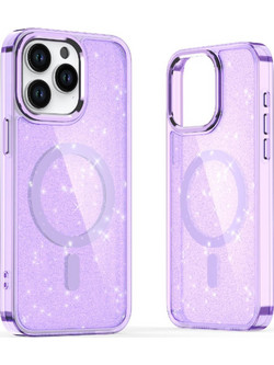Glitter Case MagSafe for iPhone 16 Pro - purple with glitter