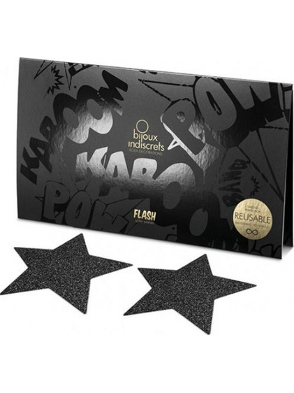 BIJOUX - INDISCRETS FLASH BLACK STAR NIPPLE CAPS