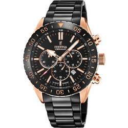 Festina Ανδρικό Ρολόι Χρονογράφος με Μαύρο Μεταλλικό Μπρασελέ F20578/1