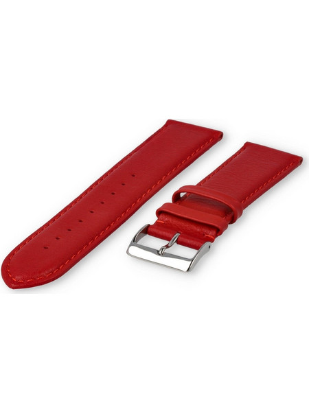 22mm watch strap smooth leather - bright red
