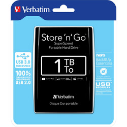 Verbatim Store 'n' Go 1TB Εξωτερικός Σκληρός Δίσκος HDD 2.5" USB 3.0 Black
