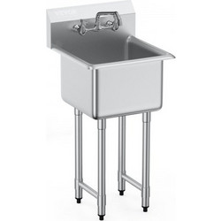 VEVOR Νεροχύτης Ανοξείδωτος Μονός με Βρύση, 18"x41" Πιστοποίηση NSF SYLSSCDCY1515HPD7V0
