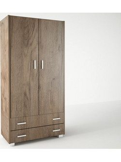 Sarris SB Δίφυλλη Ντουλάπα Ρούχων 2 Καρυδί 105x50x180cm