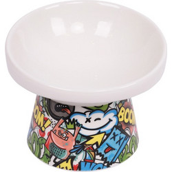 Κεραμικό Μπολ Σκύλου & Γάτας M-Pets Urban Style Tilt'd Raised 150ml Πολύχρωμο