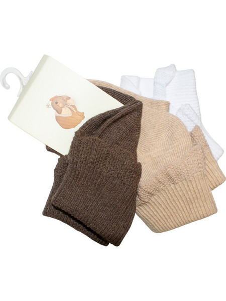 Konges Slojd 3 PACK FRILL SOCKS (KS100033 OPTIC WHITE-SAND-BROWN) Αγόρι Collection SU24