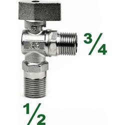 REGINA Γωνιακό Σφαιρικό Διακοπτάκι Plus 1/2"-3/4" Μεταλλική Λαβή (02005)