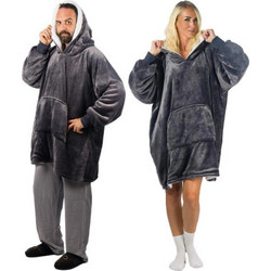 HomeVero Comfort Blanket Βελούδινη Oversized Μπλούζα - Κουβέρτα HV-CB-G Γκρι
