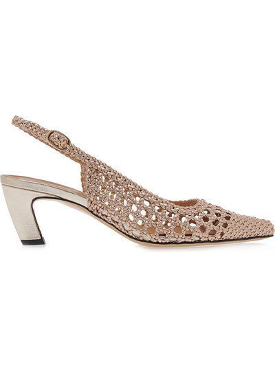 MARTINA T U494B70631B2 Slingback Δερμάτινες Γόβες Πλατίνα L5706-GOLD INTRECCIO