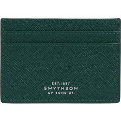 Smythson Panama Cross-Grain Leather Card Holder Forest Green