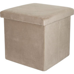 Σκαμπό Αποθήκευσης MDF Velvet Taupe 38x38x38cm