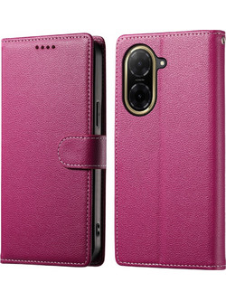 Θήκη Xiaomi Redmi A5 4G (171.7 x 77.8 x 8.3 mm) / Poco C71 Mad Mask Leather Wallet Case Protector με βάση στήριξης, υποδοχές καρτών και μαγνητικό κούμπωμα Flip Wallet από συνθετικό δέρμα φούξια