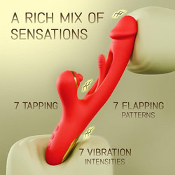 Flapping Rabbit Vibrator with G Spot Vibration & Clitoral Red