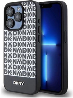 DKNY PU Leather Repeat Pattern Bottom Stripe Θήκη Δερματίνης με Magsafe για iPhone 12 / 12 Pro Μαύρο