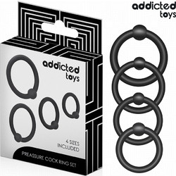 Addicted Toys Set of Pressure Silicone Rings Σετ Ελαστικά Δαχτυλίδια Πέους Σιλικόνης Μαύρα 4τμχ
