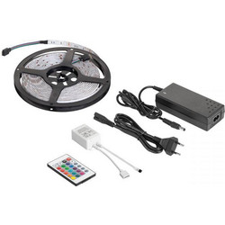 ΤΑΙΝΙΑ LED 5M (καλώδιο LED RGB, τηλεχειρισμός χρώματος, τροφοδοτικό)