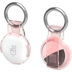 Θήκη σιλικόνης για AirTag με back clip και μπρελόκ Transparent Pink