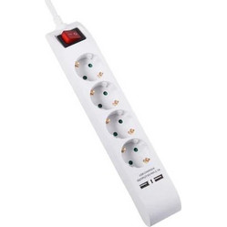 ΠΟΛΥΠΡΙΖΟ 4Θ&2USB(2.1A)&ΔΙΑΚΟΠΤΗ&ΚΑΛ3Χ1.5 1.5Μ LINEME - Lineme