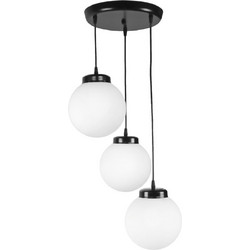 Heronia Lighting Κρεμαστό Φωτιστικό Οροφής Τρίφωτο E27 Μαύρο Φ30cm 02-0318